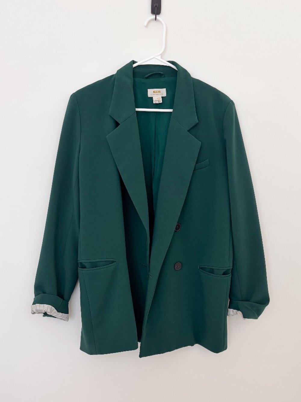 Maeve by Anthropologie Dark Green Oversized Long Double-Breasted Blazer Size 4